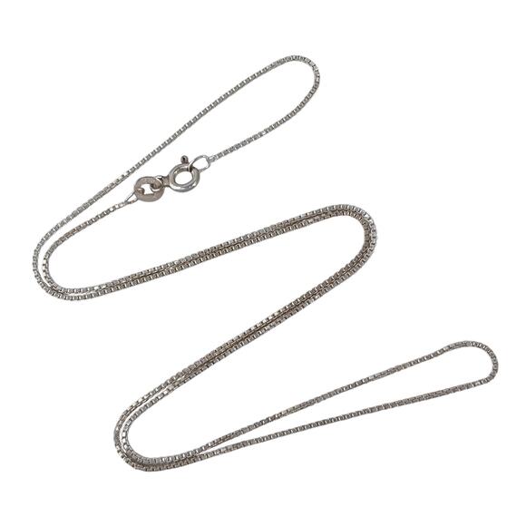 Box Chain Necklace | Vintage Indian Sterling Silver 925 18" - Picture 1 of 7